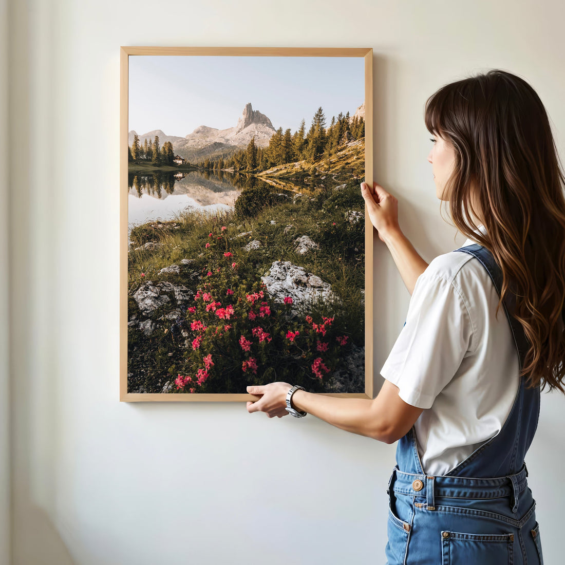 Dolomites landscape print of Lago di Federa styled in a modern interior