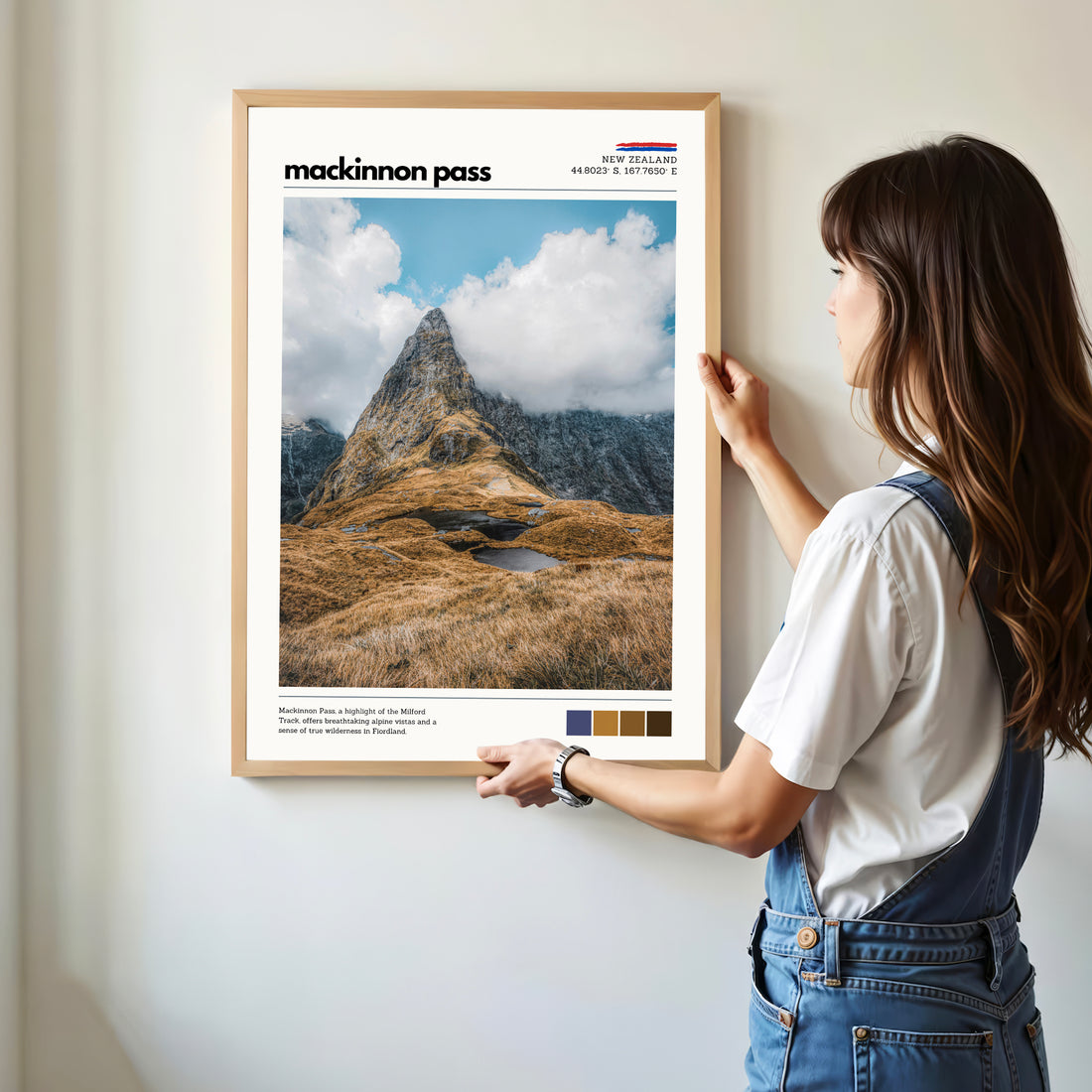 Framed Mackinnon Pass wall art displayed in a modern home interior