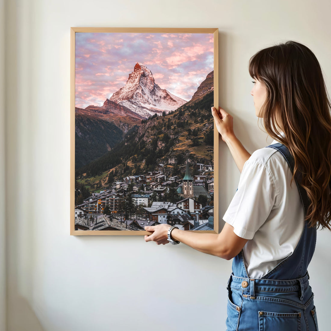 Golden-hour Matterhorn landscape print with a dreamy alpine sky over Zermatt, Switzerland.
