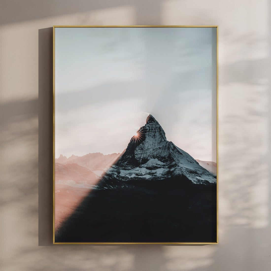 Fine art print of the Matterhorn glowing at sunset with warm alpine light