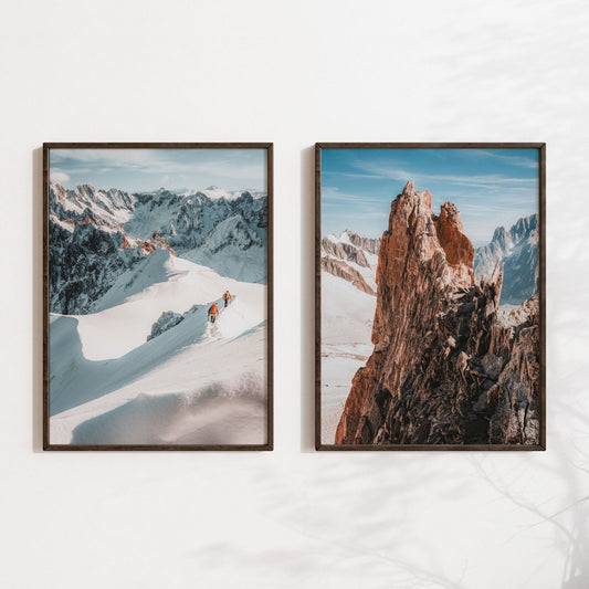 Close-up view of the dramatic Aiguille d'Entrèves rock formation in the Alps