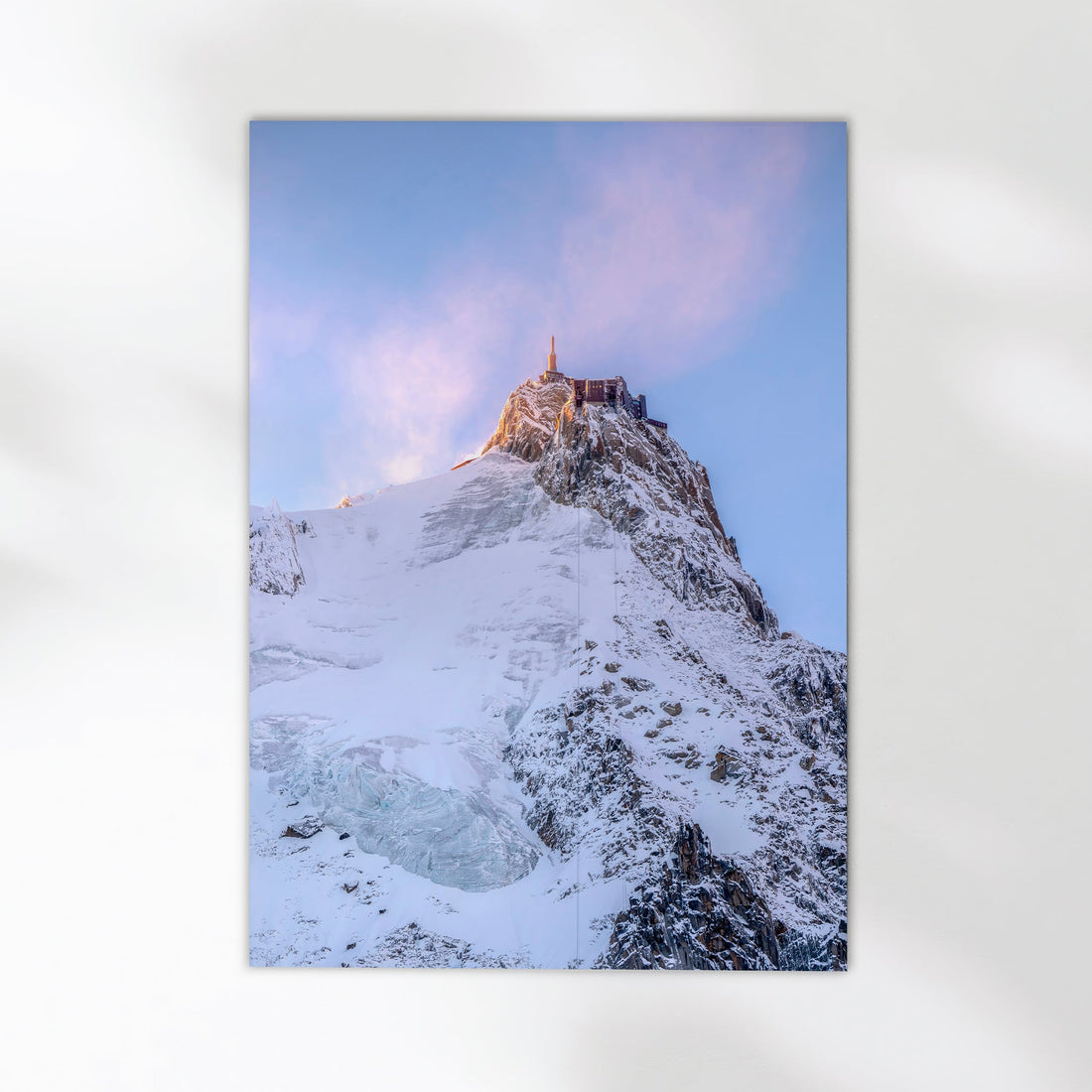Stunning Mont Blanc and Aiguille du Midi photography print showcasing the iconic alpine landscape.