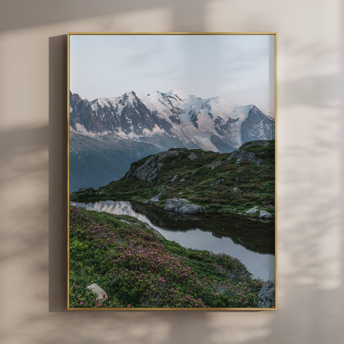 Serene Mont Blanc reflection in a still alpine lake, capturing the stunning beauty of the French Alps.