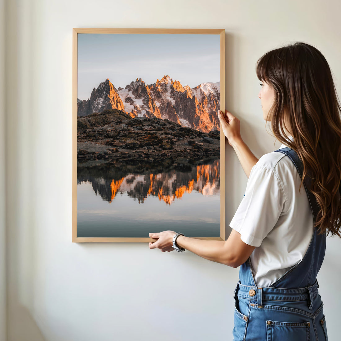 Mesmerizing sunset reflection of Mont Blanc on Lac Blanc. A stunning landscape photography print for mountain lovers.