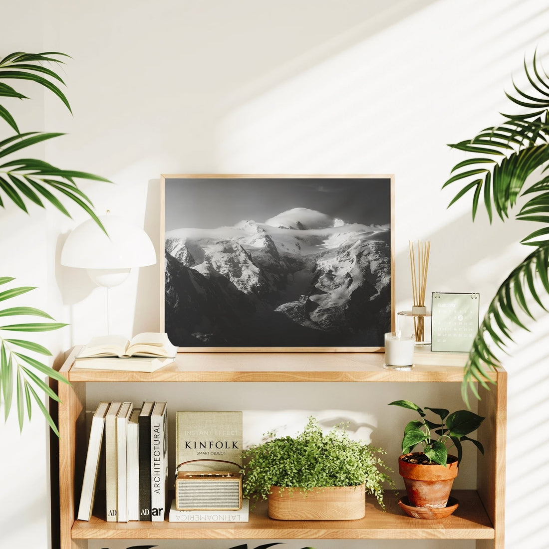 Serene fine art photography print of Mont Blanc's rugged ridges and glacier formations.