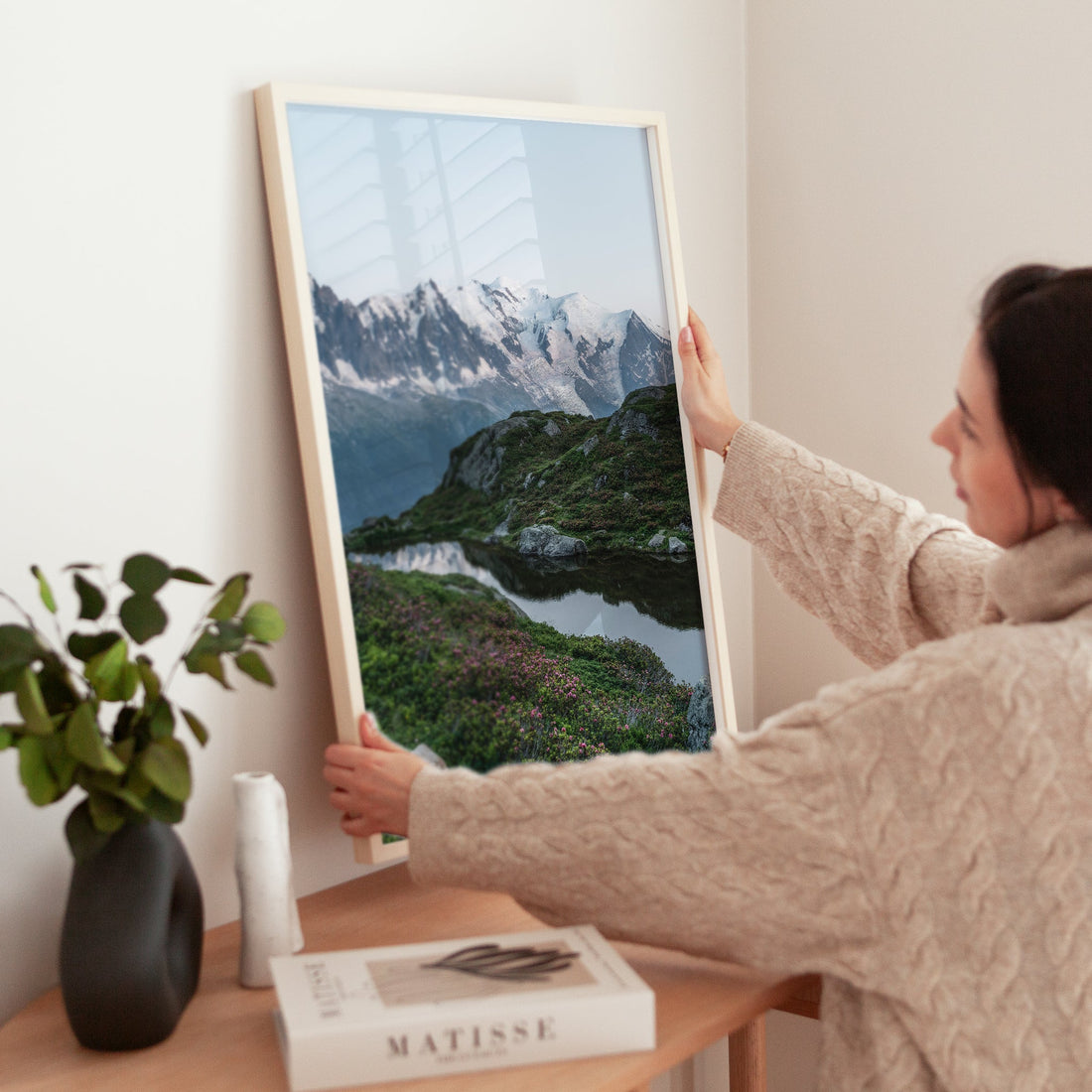 Elegant Mont Blanc lake landscape print, perfect for home decor and mountain lovers.