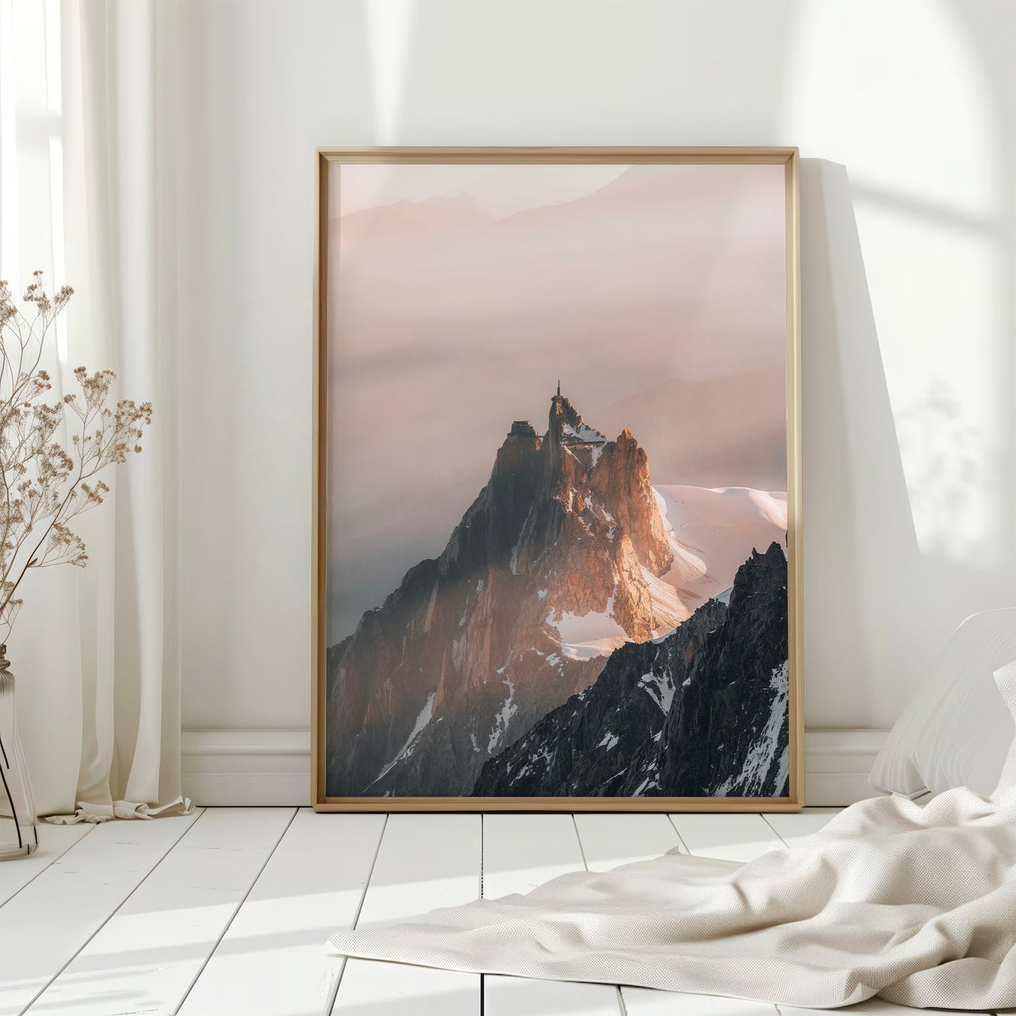 High-quality landscape print of the Mont Blanc Massif with the breathtaking Aiguille du Midi.