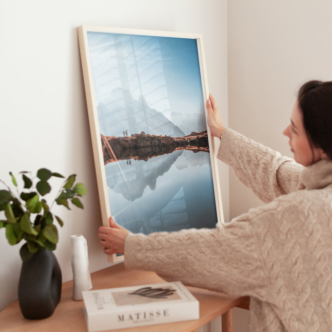 Panoramic Mont Blanc fine art print capturing the tranquility of Lacs des Chéserys at sunrise.