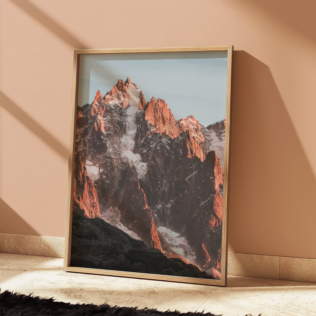 Breathtaking Mont Blanc Massif photography print, showcasing the iconic peaks at dusk.