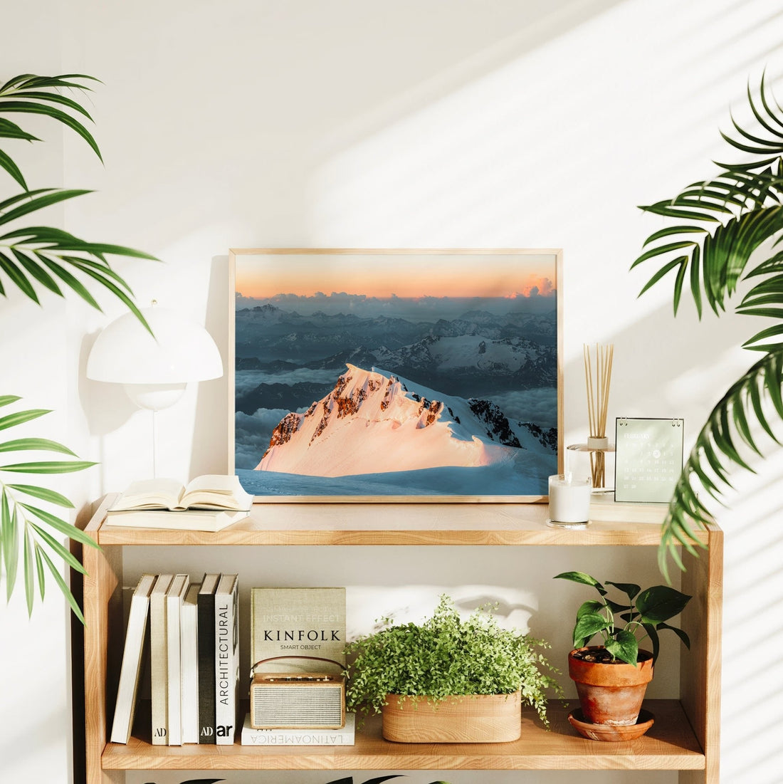 Fine art mountain print showcasing the west ridge of Mont Blanc during twilight, overlooking the Italian Alps.