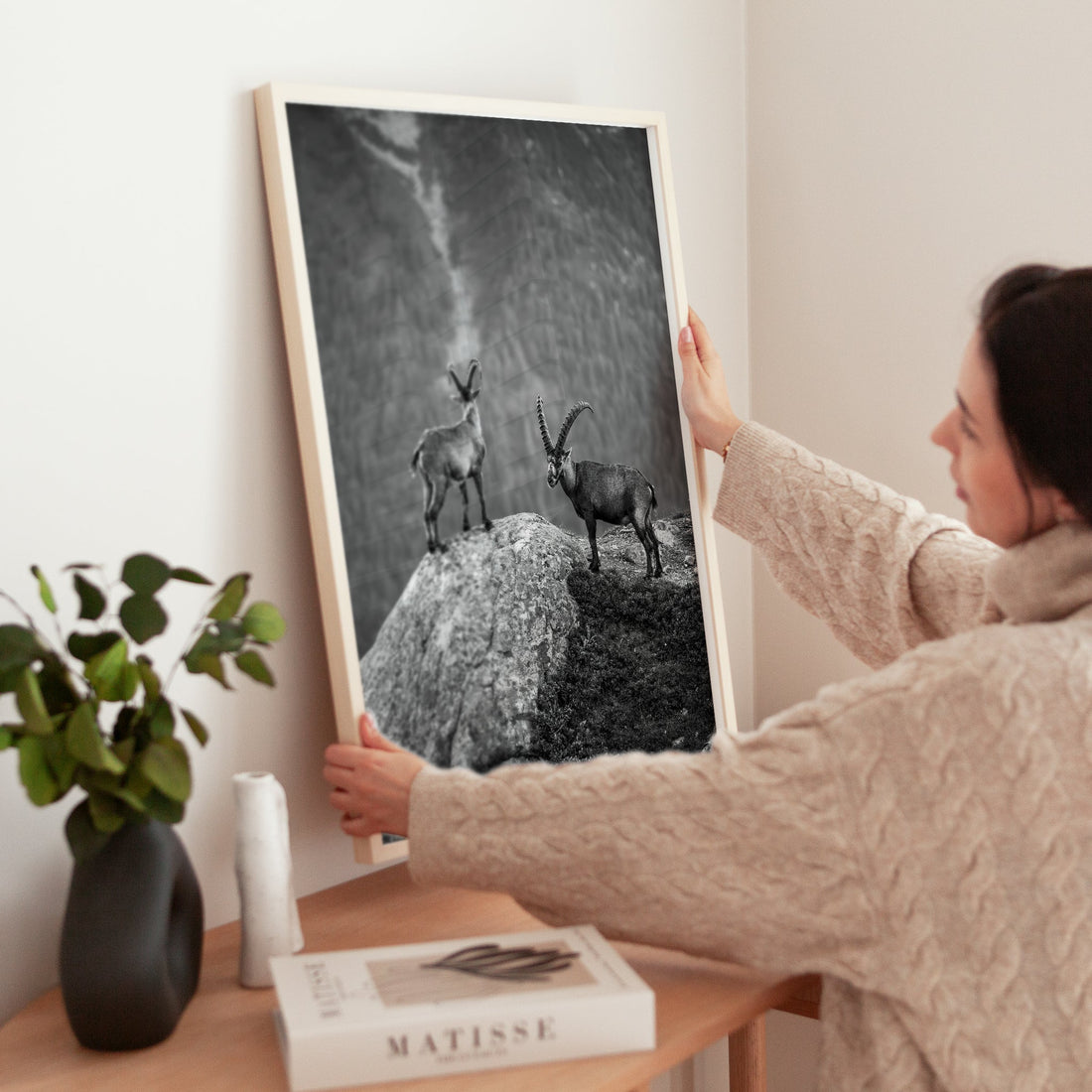 Beautiful fine art mountain goat photography print, perfect for nature and wildlife lovers.