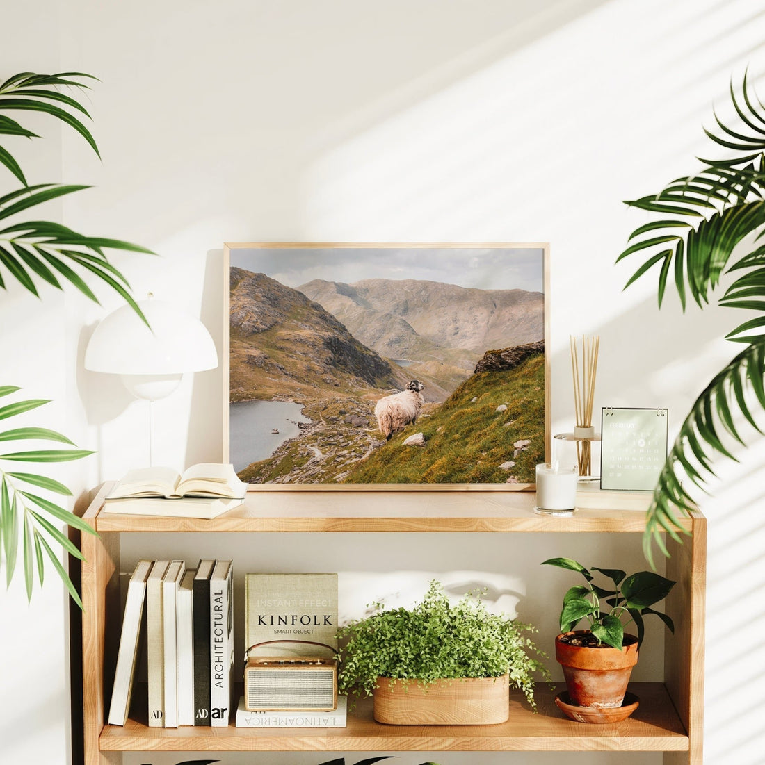 Nature photography print of Old Man of Coniston on display in living space