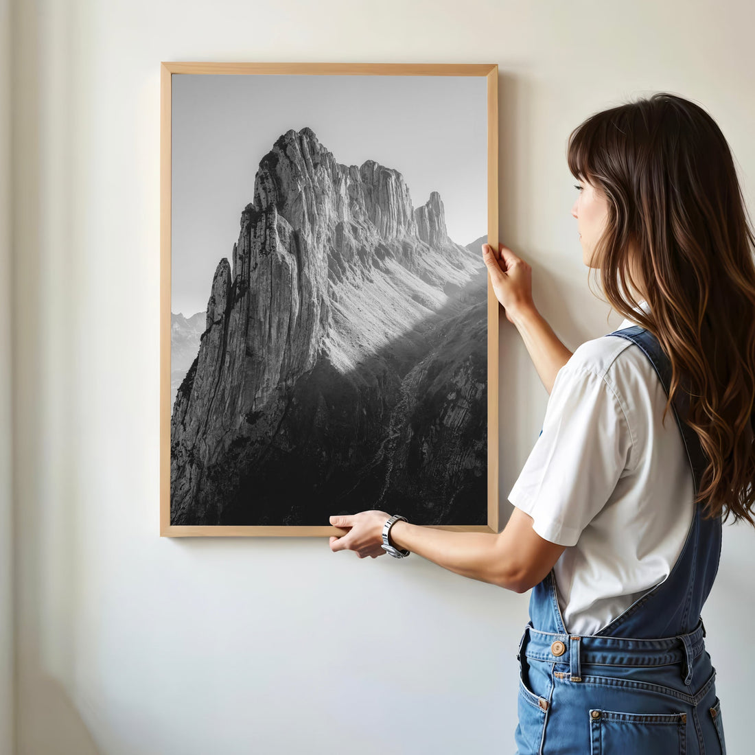 Elegant black and white Saxer Lücke photography print, a striking mountain artwork.