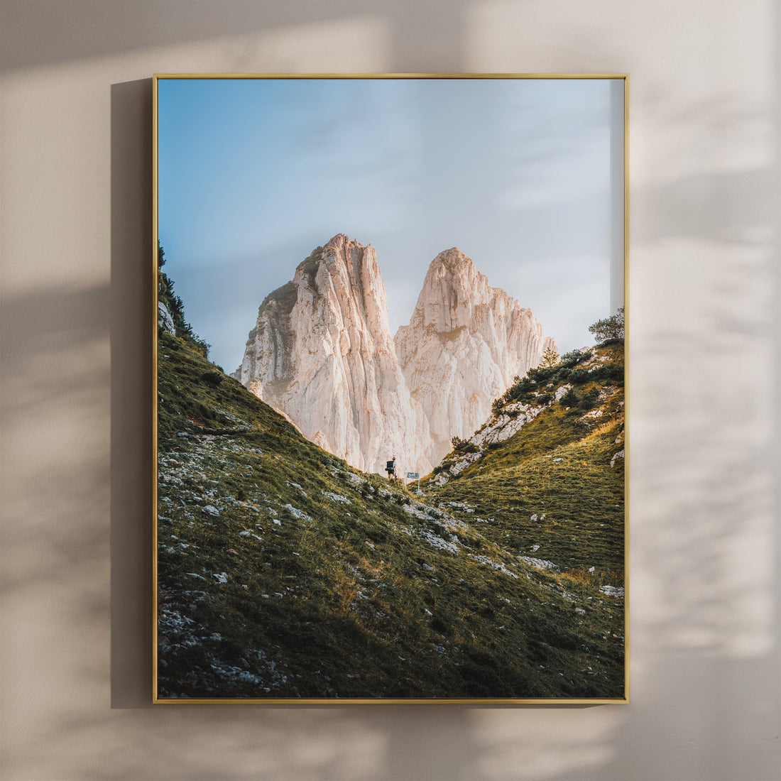 Breathtaking Saxer Lücke mountain wall art featuring dramatic peaks and lush alpine greenery.