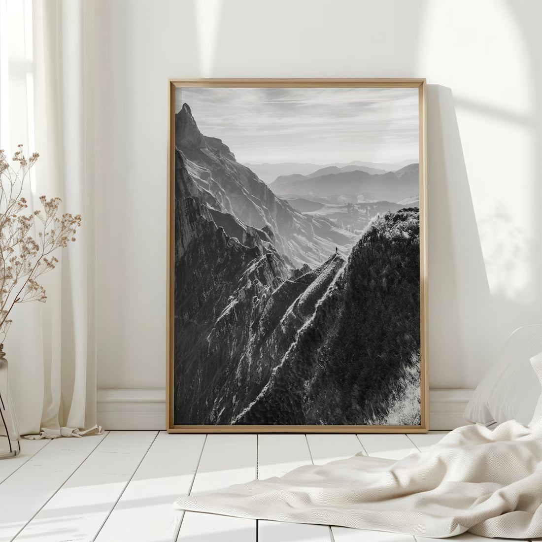 A breathtaking art print of Schäfler’s scenic hiking trail with sweeping views of the Swiss Alps.
