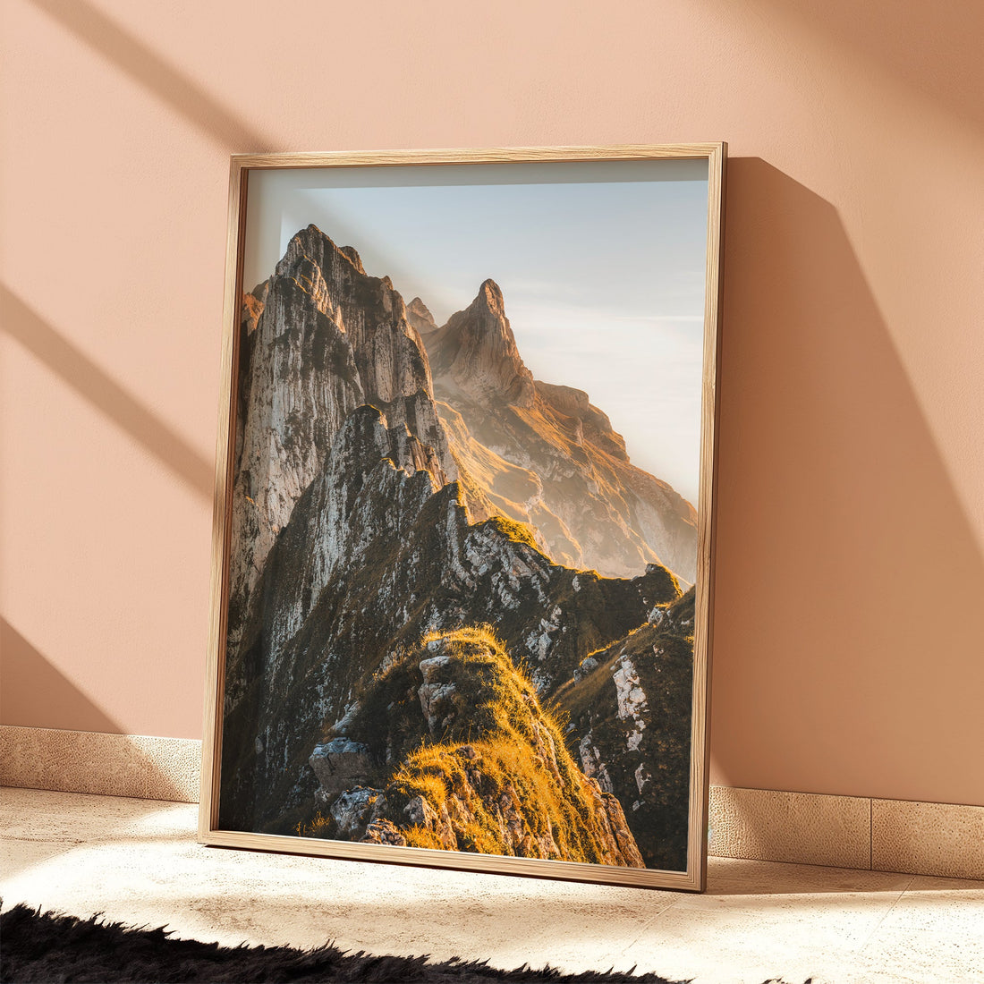 Golden hour view of Schäfler in Switzerland’s Alpstein region – fine art wall print