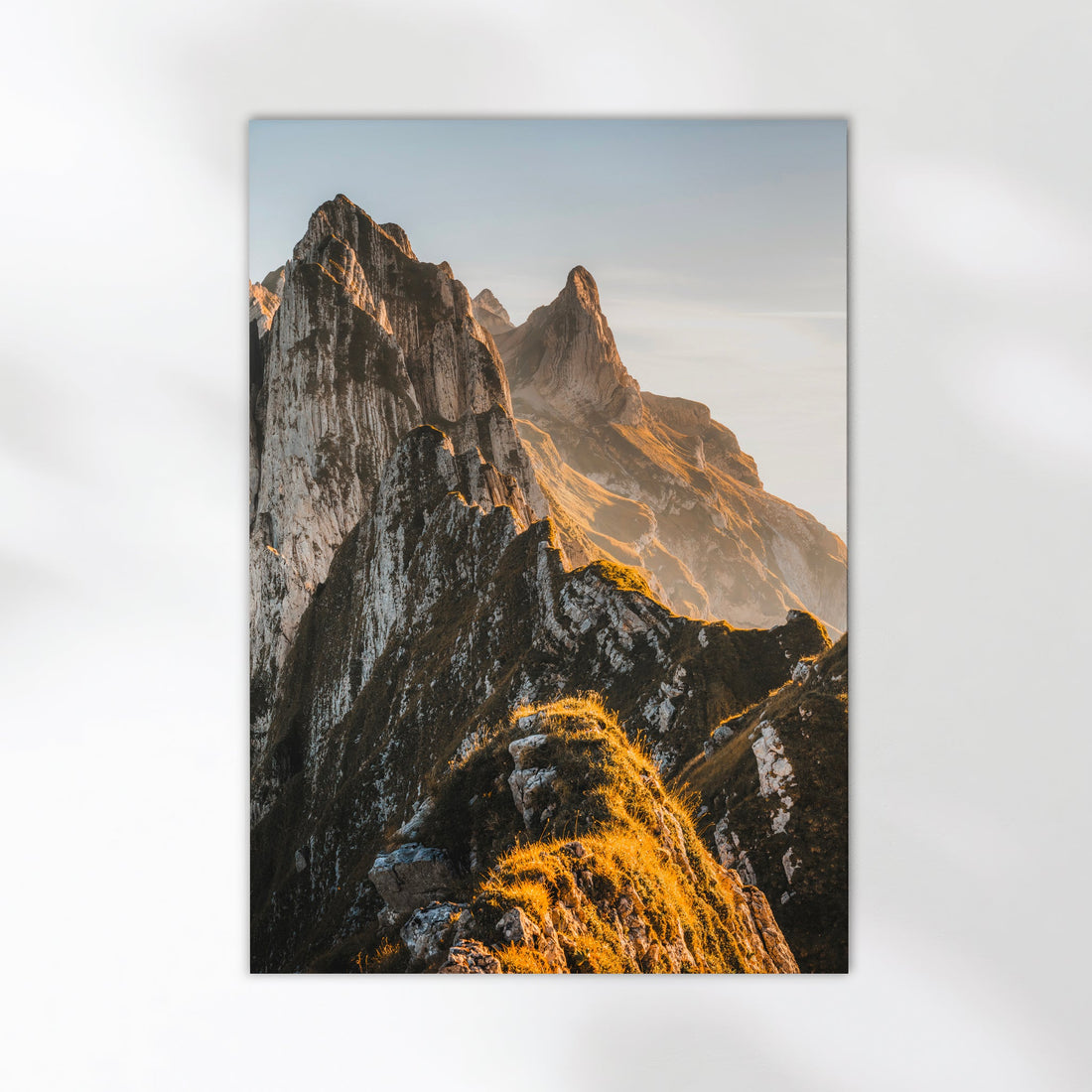 Fine art print of Schäfler mountain landscape in golden light, Appenzell, Switzerland