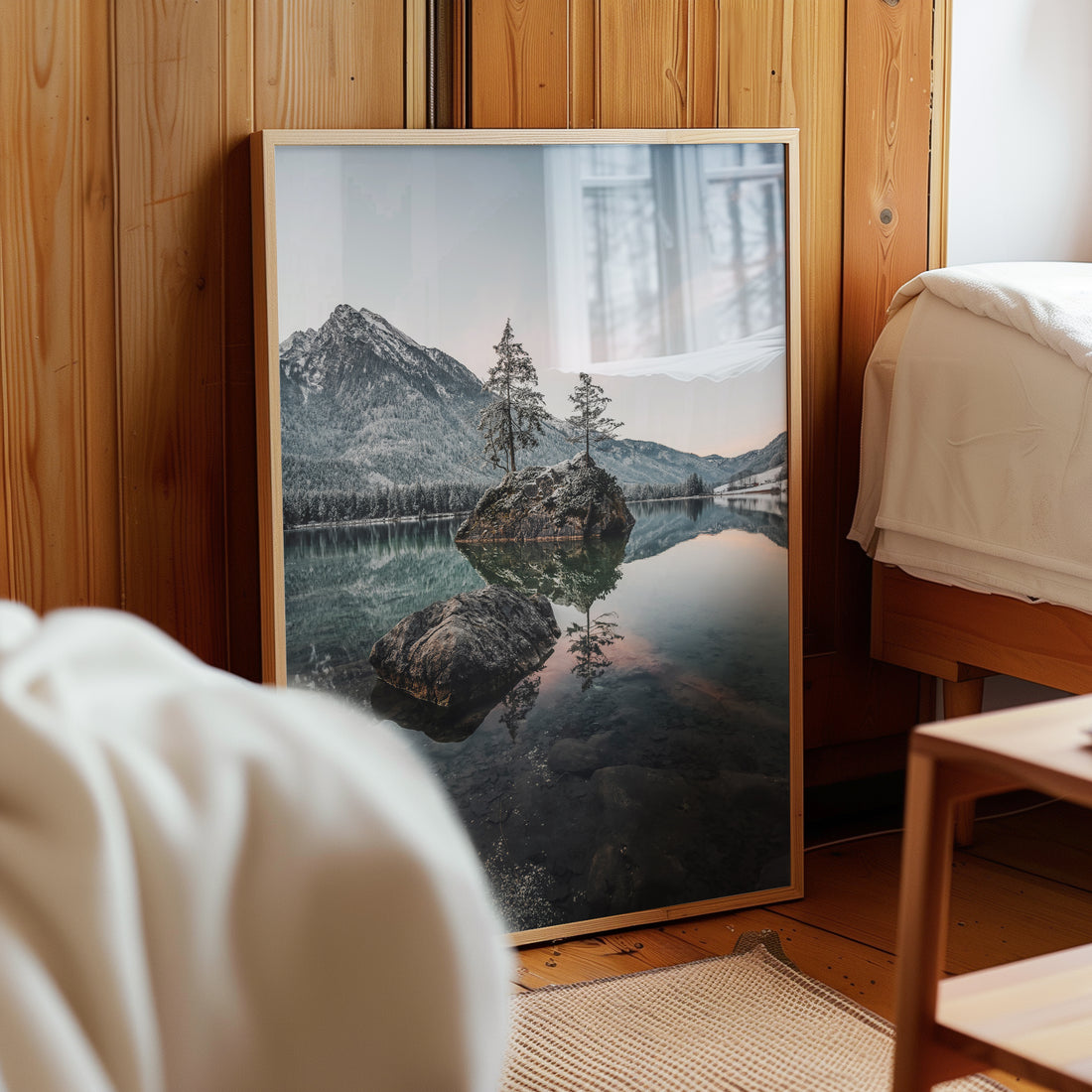 Sunrise over Hintersee in the German Alps, with golden mountain light