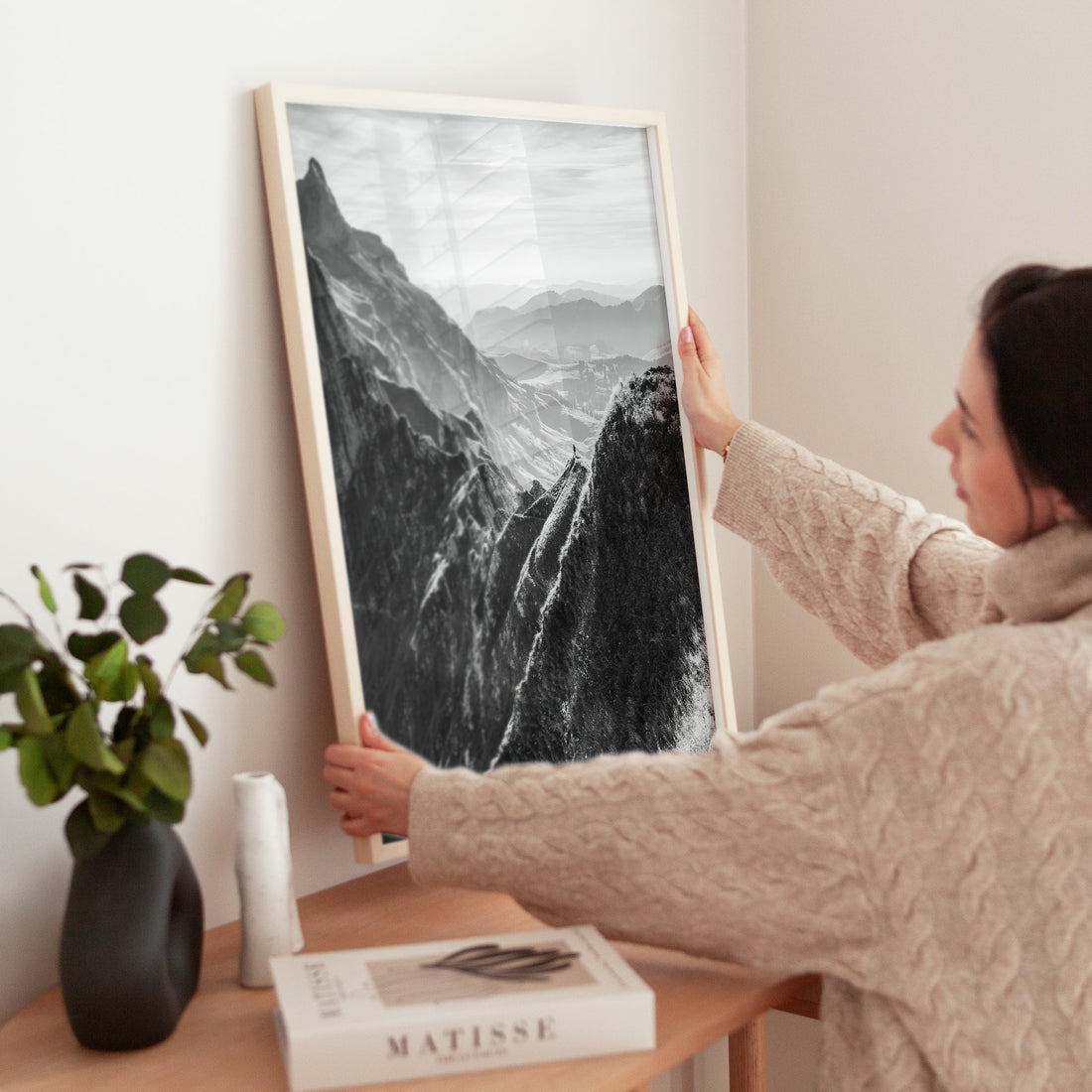 A mesmerizing Schäfler Ridge sunrise print with misty Swiss valleys and dramatic alpine peaks.