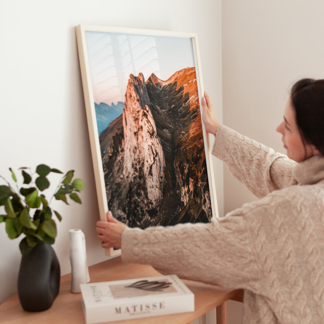 A mesmerizing mountain landscape print of Saxer Lücke at sunset, capturing its raw beauty.