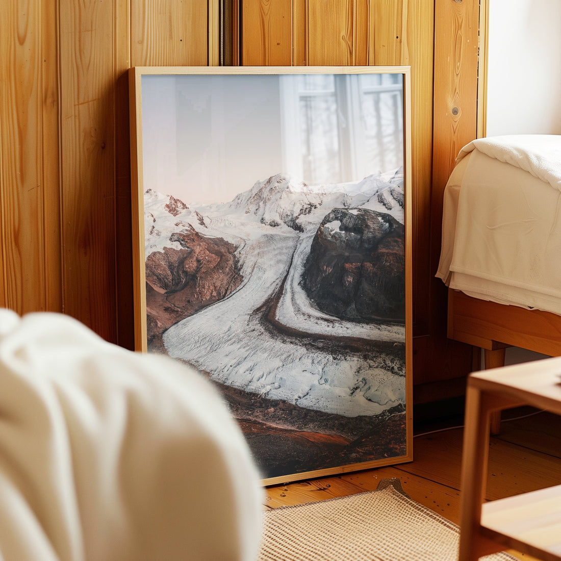 Swiss Alps fine art print showcasing the rugged beauty of Monte Rosa and its surrounding glaciers.