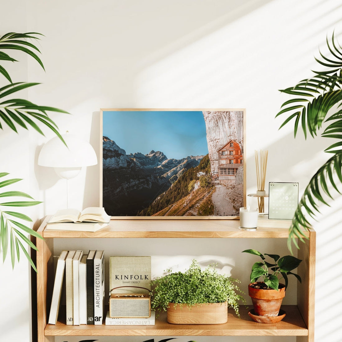 Captivating Swiss Alps travel photography print featuring the remote and scenic Aescher Guesthouse.