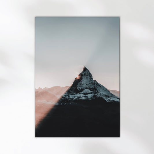 Minimalist sunset photo of the Matterhorn for Swiss Alps wall decor