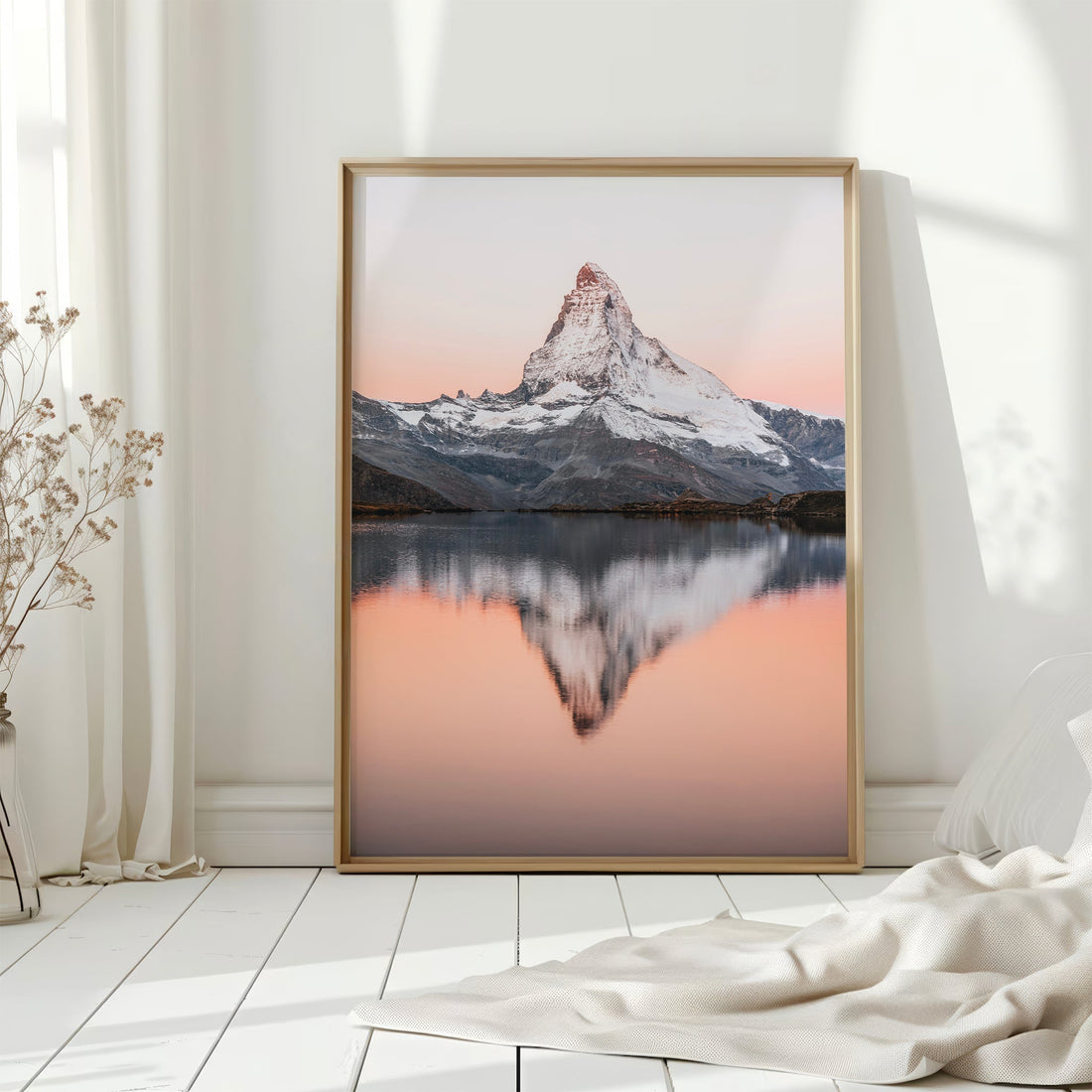 Stunning Switzerland nature photography print featuring the Matterhorn’s perfect reflection in Stellisee.