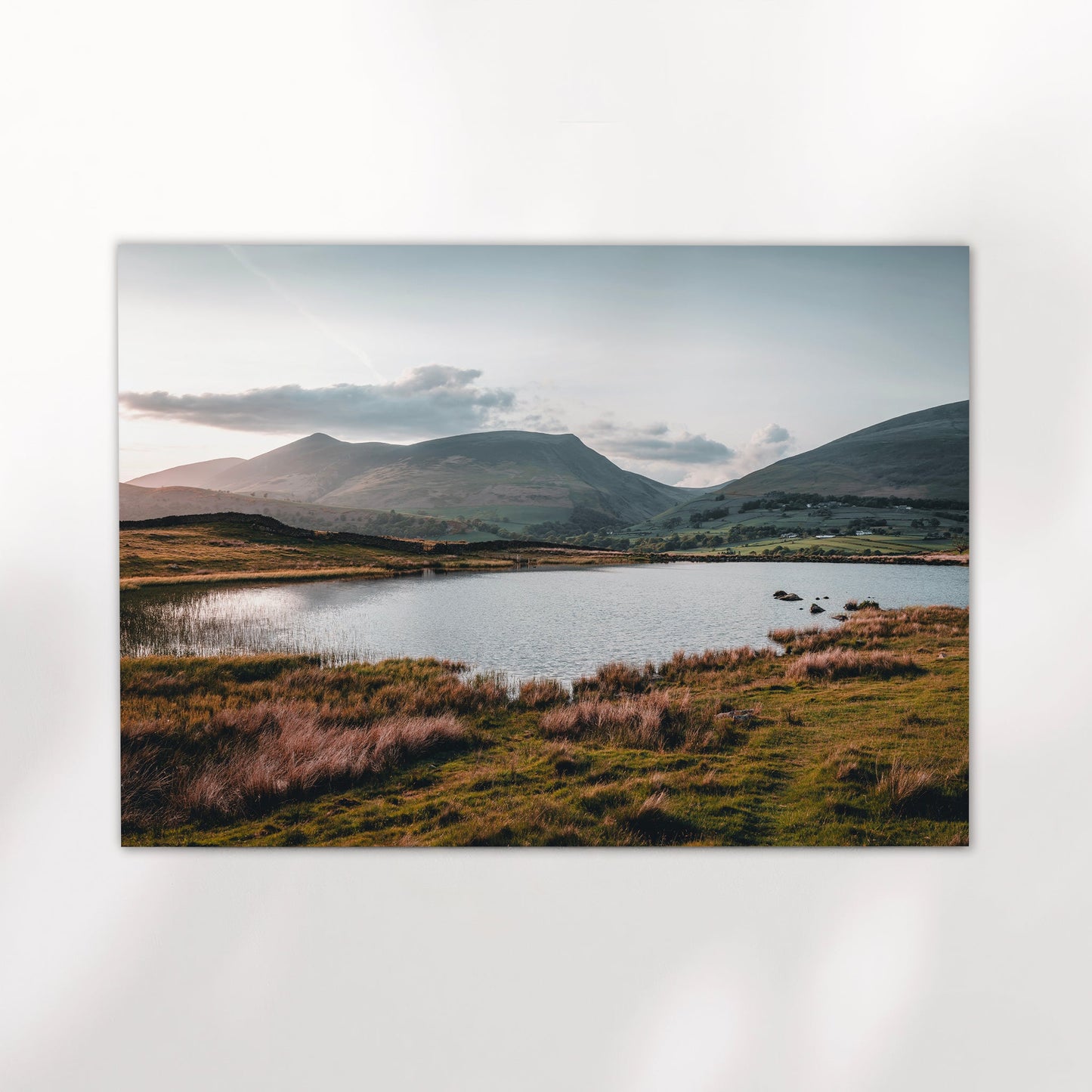 Scenic landscape wall art of Tewet Tarn at sunset in the Lake District