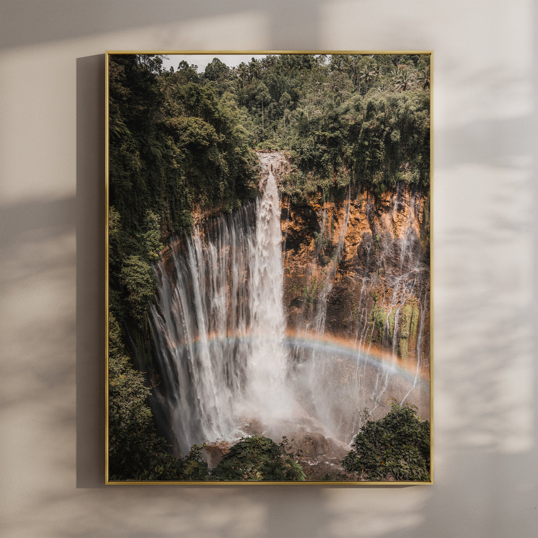 Tumpak Sewu Waterfall Indonesia wall art print hanging on a white wall