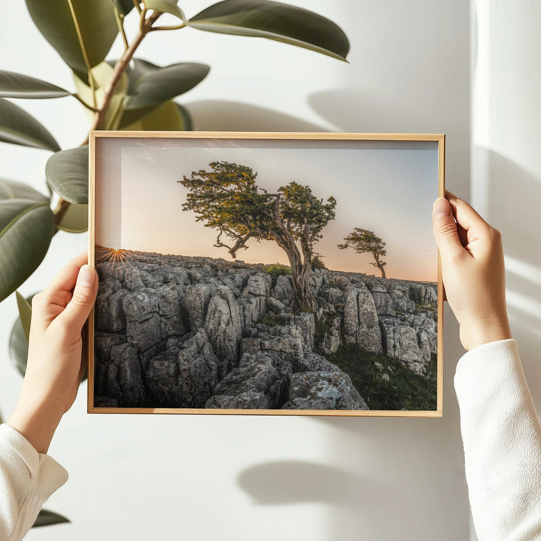 Framed Twisleton Scars small print held in hands with natural light