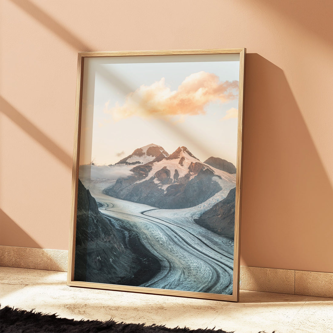 A UNESCO World Heritage site, the Aletsch Glacier, beautifully captured in this art print.