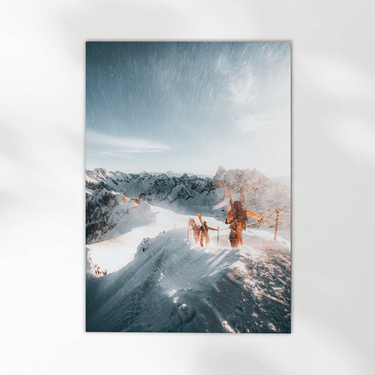 Stunning Vallee Blanche landscape photography print featuring a dramatic snow-covered ridge.