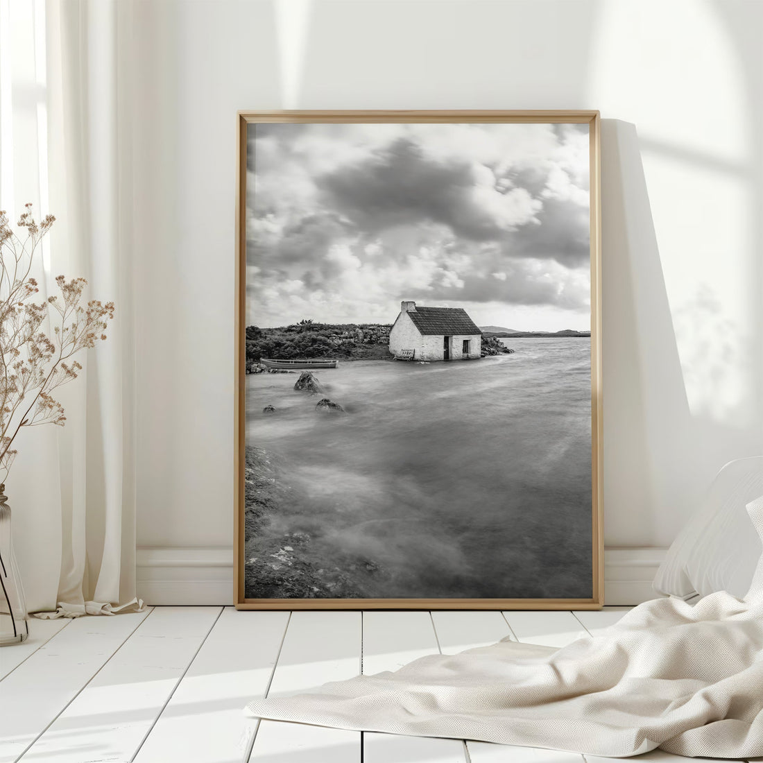 Atmospheric landscape print of a Connemara fisherman’s house