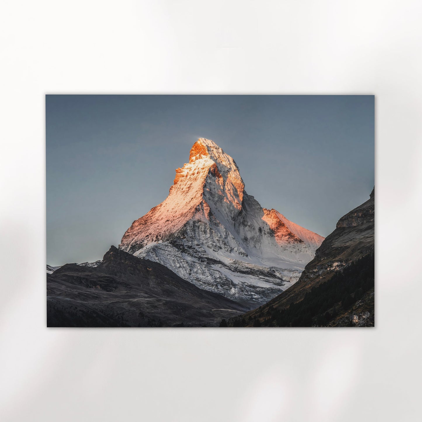 Breathtaking Zermatt Matterhorn mountain print showcasing snow-capped peaks.