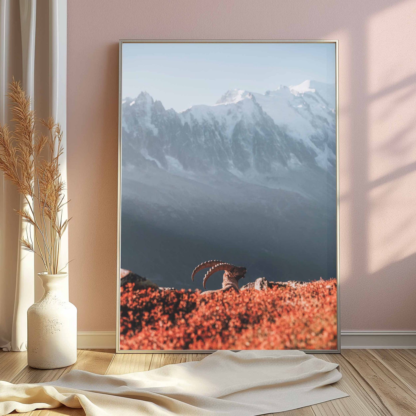 Poster of Chamonix ibex during sunset, ideal for mountain lovers