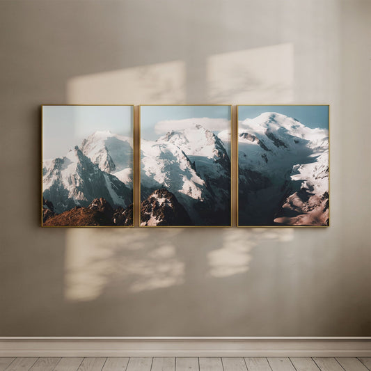 Mont Blanc Massif, Mountain Triptych Wall Art – Landscape Photography Print