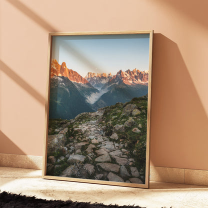 Mer de Glace & Grand Jorasses Print – Alpine Landscape Wall Art