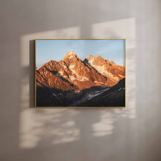 Aiguille du Chardonnet mountain wall art print showcasing the stunning Chamonix landscape, perfect for home décor.