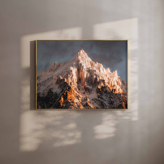 Aiguille du Midi mountain sunset print Chamonix France premium wall art