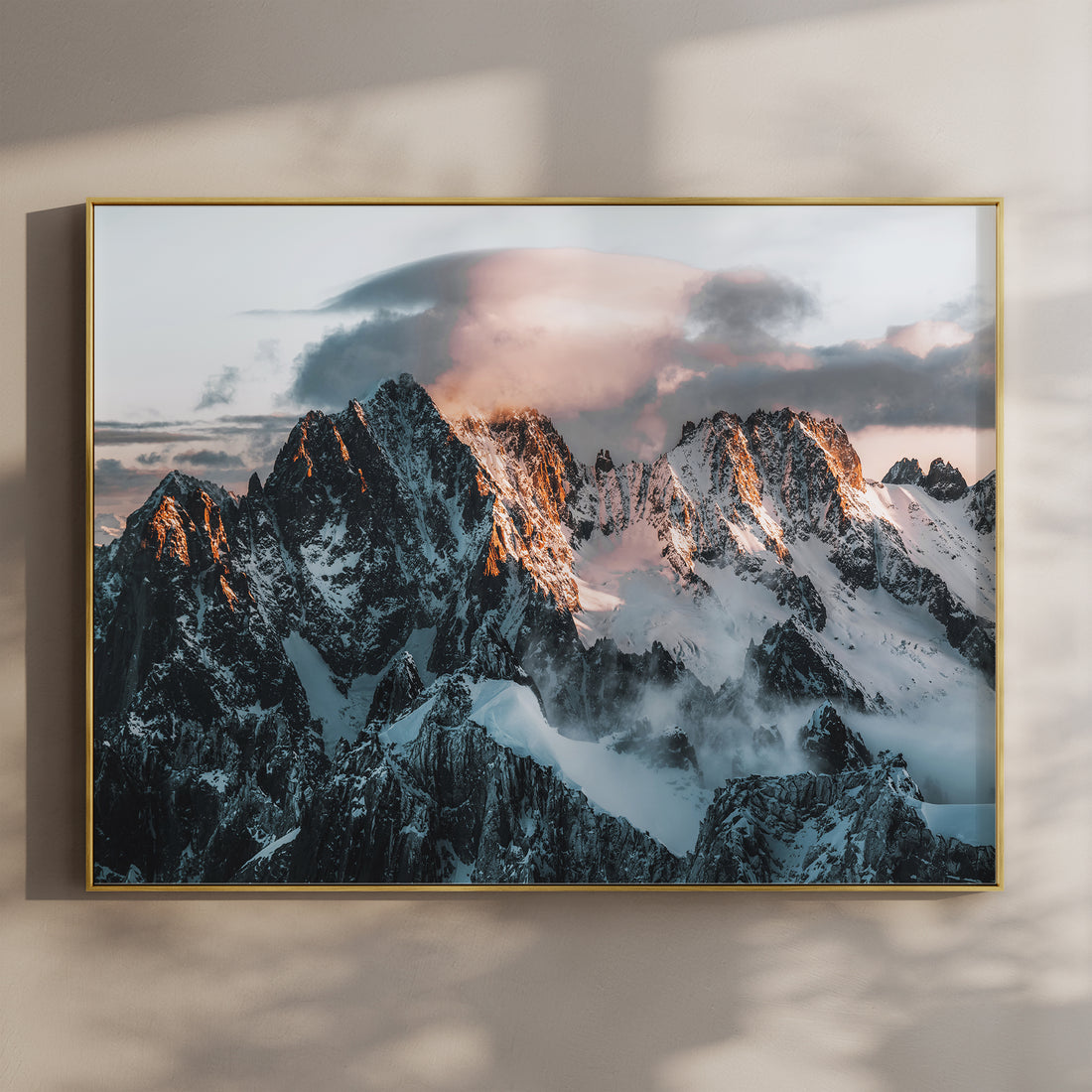 Aiguille Verte and Les Droites at sunrise in Chamonix, fine art mountain photography print