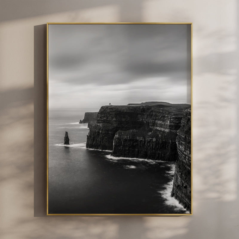 Cliffs of Moher black and white print