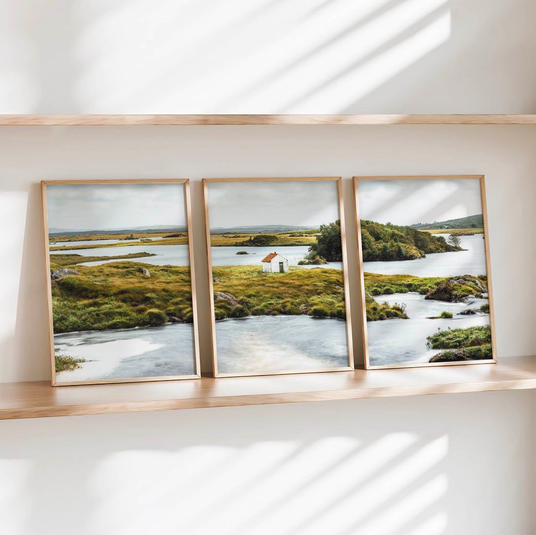 Connemara coastal landscape wall art prints shown as a set of three