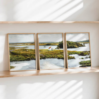 Connemara coastal landscape wall art prints shown as a set of three