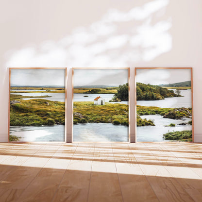 Connemara wall art set of three featuring Irish landscape photography from Galway