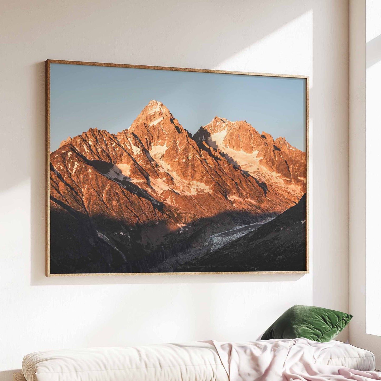 French Alps Aiguille du Chardonnet wall art print featuring a breathtaking view of the iconic mountain.