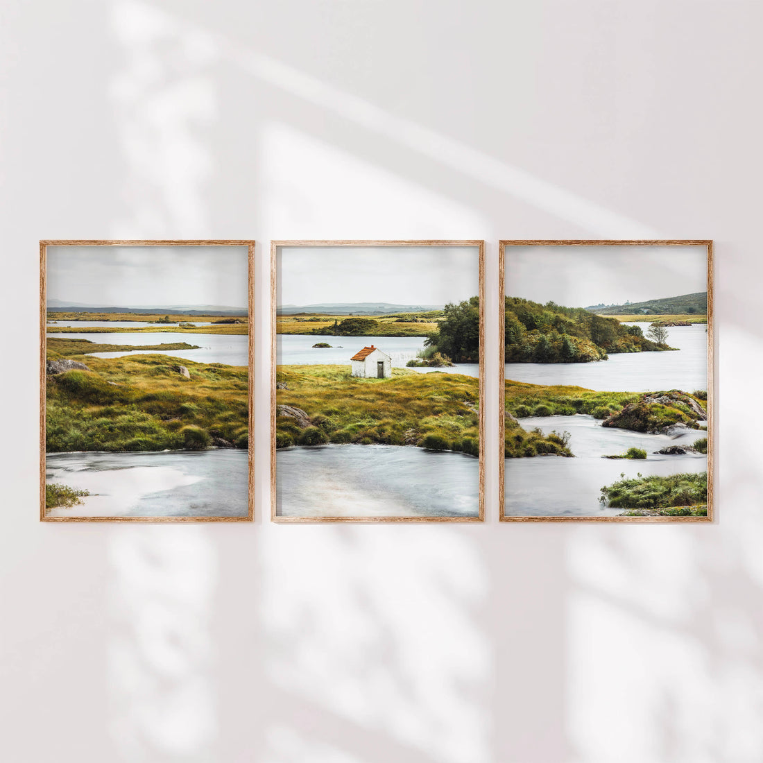 Galway Ireland wall art print set arranged as a three piece triptych