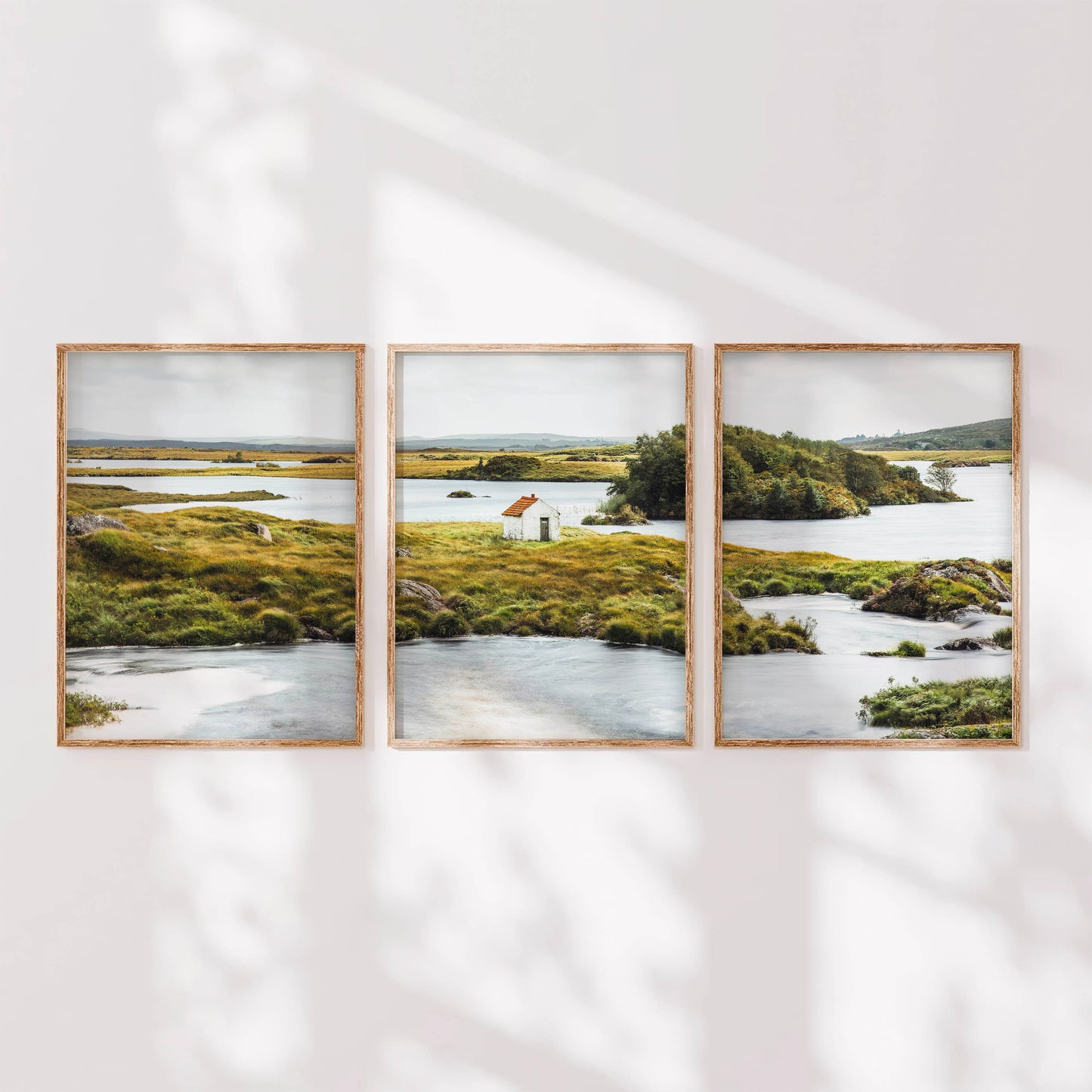 Galway Ireland wall art print set arranged as a three piece triptych