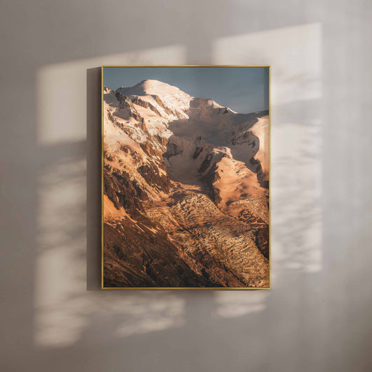 Golden hour view of Mont Blanc in Chamonix, France – wall art print.