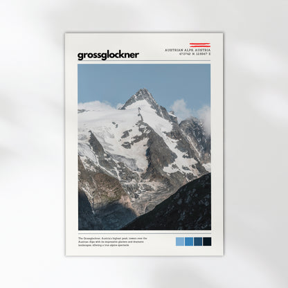 Close-up detail of Grossglockner mountain poster print with exhibition-style layout